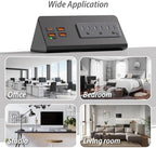Upgraded,Desk Edge Clamp Mount Power Strips with USB Ports, PD20 W Fast Charging USB-C Port and 3 AC Outlets, Nightstand Charging Station,Office Tabletop Accessories,5.6 Ft Extension Cord