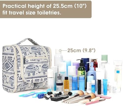 Hanging Toiletry Bag for Women Travel Makeup Bag Organizer Toiletries Bag for Cosmetics Essentials Accessories (Large, Elephant)