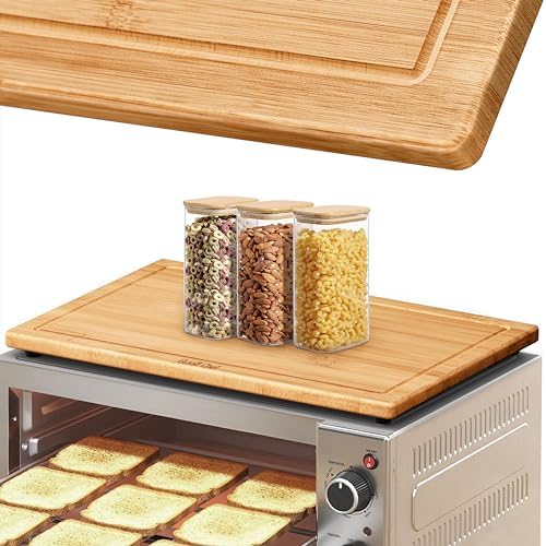 Wood Cutting Board Compatible with Ninja Foodi SP101 SP201 SP301 Air Fryer Oven, Accessories for Convection Oven with 4 Silicone Feet 16.3" × 10.4",Add Storage Space,Protects Cabinet