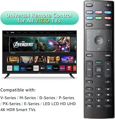 Vizio Universal Remote - Replacement for Vizio Smart TVs (D, E, M, P, V Series) - XRT136B (Pack of 1)