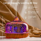 Porseme 500ml Essential Oil Diffuser 3D Glass Aromatherapy Ultrasonic Humidifier - Auto Shut-Off, Timer Setting, BPA Free for Home Hotel Yoga SPA Gift