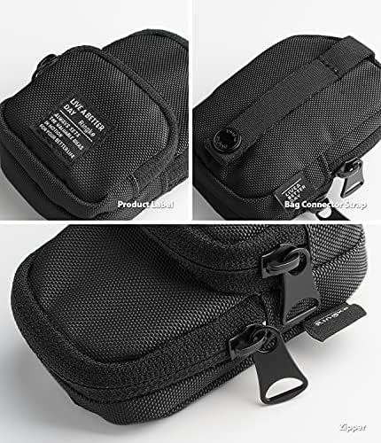 Ringke Mini Pouch Two Pocket, Small Bag for Universal Wireless Ear Buds, Durable Waterproof Keychain Accessories Compatible with AirPods Pro 2nd Generation and AirPods 4 Case - Black