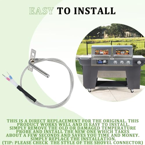 RTD Temperature Probe Replacement Parts for Cuisinart Woodcreek Pellet Grill and Cuisinart Twin Oaks Dual Function Pellet and Propane Gas Grill Replacement Parts, Replace 0036-600-0036-7