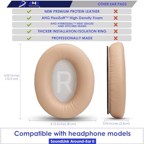 Premium Replacement SoundLink AE2 Ear Pads and SoundLink AE2 Headband pad Cushion Compatible with Bose SoundLink Around-Ear 2 / Bose Soundlink AE2 Headphones Beige