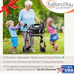 Walker Basket for Folding Walker, Walker Tray for Walker Bag for Walker Grabber Strap f/Walker Bag for Walkers Basket for Walker Bags for Folding Walker with Wheels Walker Accessories for Walker-GRAY
