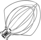 K5A Stainless Steel 6-Wire Whip Attachment for KitchenAid Bowl-Lift Mixer 5 Quart Bowl, Stainless Steel Whisk Replacement for Kitchen Aid Mixer, Dishwasher Safe, Egg Heavy Cream Beater.