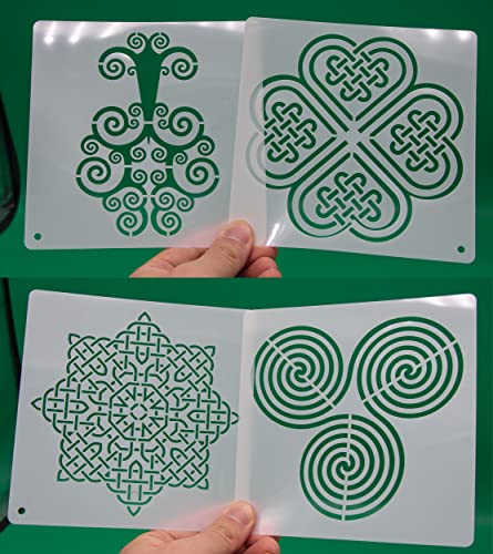 NEGLEX Celtic Knot Stencils, Traditional Irish Designs, 6 X 6 Inch Reusable Mylar Stencil for DIY Crafts and Decorations, Celtic Stencil for Painting On Wood, Fabric, Walls, and More 20PCS