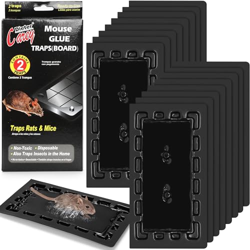 16 Pack Sticky Mouse Traps - Heavy Duty Rat Trap for Home Indoor Outdoor, Mouse Glue Traps, Mice Traps, Sticky Rats Traps, Sticky Glue Traps for Rodent, Snake, Roach, Spider, Black (10.3" X 5.4")