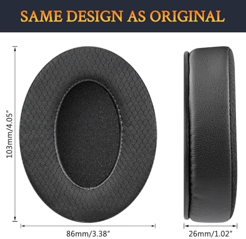 SOULWIT Mesh Fabric Replacement Earpads Cushions for HyperX Cloud 1/2/3/Pro/Core/Alpha/Alpha S/Alpha Pro/Flight/Flight S/Stinger/Stinger S, CloudX Stinger/Stinger Core/Flight Headset - Black