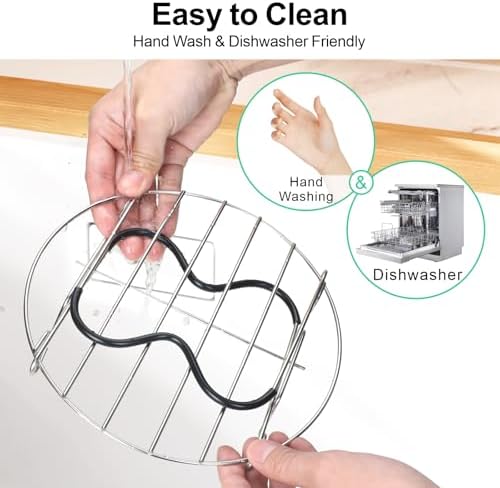 GSlife Instant Pot Steamer Rack with Silicone Handle - Stainless Steel Instant Pot Accessories, Steam Rack for 6, 8 Qt Pressure Cooker, Cooking Cooling Steaming Baking Rack 7.7'', 2 Pack