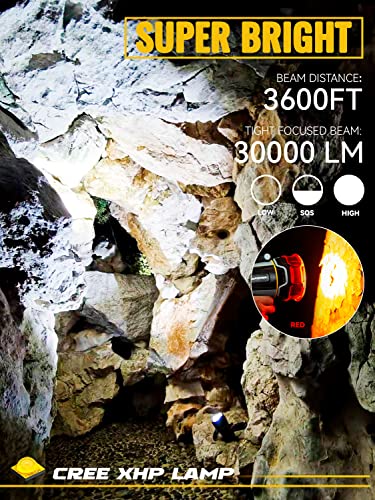 DURAPOWER Rechargeable Spotlight, Super Bright 300000 Lumen LED Handheld Spotlight, 10000 mAh Long Lasting IP68 Waterproof Spotlight Flashlight Portable for Marine Boat Hunting
