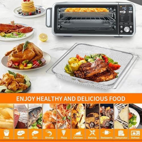 Air Fryer Basket for Ninja Foodi 13 in 1 SP351 SP301 SP201 Air Fry Countertop Toaster Oven, 13.5''×12.3'' Air Fryer Accessories Replacement Parts Wire Rack Grill Racks Tray