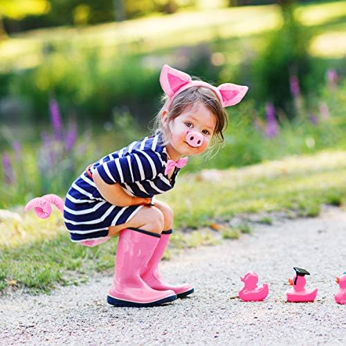 Norme Pig Costume Set Pig Ears Nose Tail and Bow Tie Pink Fancy Dress Costume Kit Accessories for Kids Halloween Party, Mardi Gras Costume Party, Carnival Dress up Play