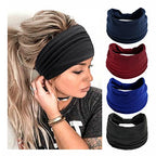 Boho Headbands For Women Fashion Stretch Wide Hair Bands Knoted Turban Head Bands Yoga Running Sweatband Elastic Headband Stylish Wrap Headbands Hair Accessories for Teen Girls 4 Pack