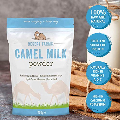 Desert Farms Organic Whole Camel Milk Powder Certified PALEO and KETO Allergen Free Non-GMO Easy to Mix Powder Milk - Excellent Replacement For Goat and Soy Milk - Packaged In The USA (400 Grams)