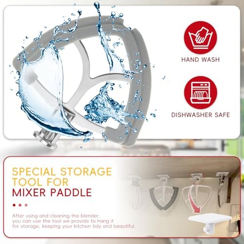 Flex Edge Beater for KitchenAid 4.5-5Quart Tilt-Head Stand Mixer, Stainless Steel Flat Beater Paddle, Fits KitchenAid Mixer Accessories & Attachments, with Silicone Edges Scraper
