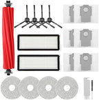 Accessories Replacement Kit for Roborock Q Revo S, Qevo Pro, Qrevo Plus Robot Vacuum, 1 Main Brush, 4 Mop Cloth, 2 HEPA Filter, 4 Black Side Brushes, 6 Dust Bag, 1 Cleaning Tool - 18 Pcs