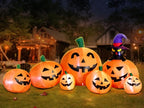 DomKom 8 FT Long Halloween Inflatable Decorations Pumpkin with Black Cat, Outdoor Holiday Decor Blow Up Halloween Yard Decor, LED Lights Inflatables Outdoor Garden Lawn Halloween Decor