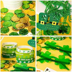 163Pcs St. Patrick's Day Accessories Party Favor Set, Tattoo Stickers, Necklaces, Bracelets, Shamrock Glasses, lucky Coins for Irish Party Supplies