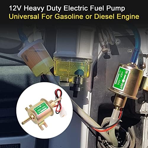 Universal Electric Fuel Pump Kit 12v 3-6 PSI Low Pressure with Fuel Filter 6.56 FT 5/16" ID Fuel Line Replacement For Carburetor Lawn Mower Gas Diesel Fuel Transfer Pump