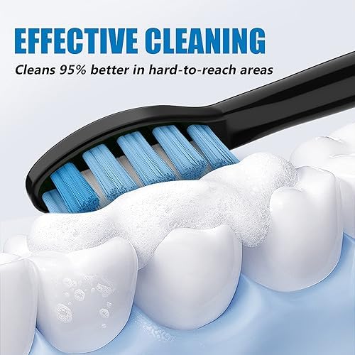 Replacement Toothbrush Heads Compatible with Philips Sonicare and More Click-on Handles 8 Pack Blackwhite