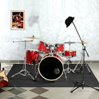 Invech 5 x 6.6 Ft Drum Rug, Drum Mat with Non-Slip Grip Bottom, Soundproof Drum Floor Mat for Electrical Drum, Drum Accessories Gift for Drummers (Black)