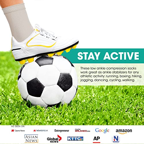 Modvel Ankle Brace for Women & Men - 1 Pair of Ankle Support Sleeve & Ankle Wrap - Compression Ankle Brace for Sprained Ankle, Achilles Tendonitis, Plantar Fasciitis, Injured Foot - Medium, Skin/Nude