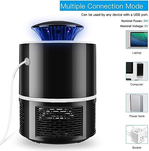 Bug Zapper, Electric Mosquito & Fly Zappers/Killer - Insect Attractant Trap Powerful Bug Zapper Light, Hangable Mosquito Lamp for Home, Indoor, Outdoor, Patio (Black)