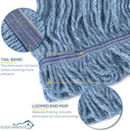 KLEEN HANDLER HEAVY DUTY Commercial Mop Head Replacement, Wet Industrial Cotton Looped End String Cleaning Mop Head Refill, Blue Mop, Universal Headband