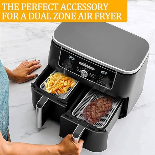 Air Fryer Rack Accessories for Ninja Basket, 3 Layers, 304 Stainless Steel Stackable Bacon Air Fryer Accessories for Ninja AF300UK, Salter/Instant/EMtronics Double Drawer, with Clip
