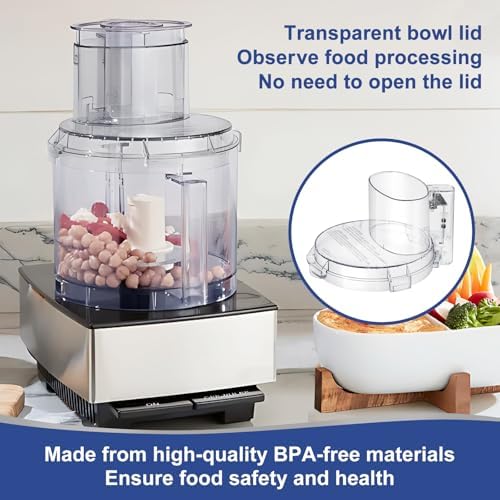 DFP-14NWBCT1 Replacement Clear Food Processor Work Bowl Cover with 4 Locking Tabs, Compatible with Cuisinart Tritan food Processor Only fits Bowl DLC-005AGTXT1,Fits Model DFP-14, DFP-14BCN, DFP-14BCHN