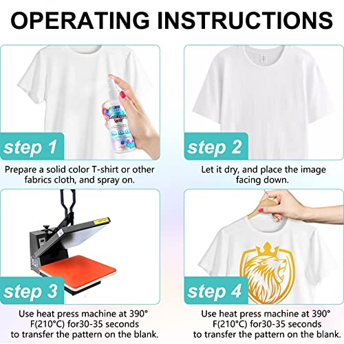 2x100ml Sublimation Spray, Sublimation Coating Spray for All Fabric, Including 100% Cotton, Polyester, Carton, Tote Bag, Pillows, Mugs, Canvas, Quick Dry & Super Adhesion, High Gloss Vibrant Color
