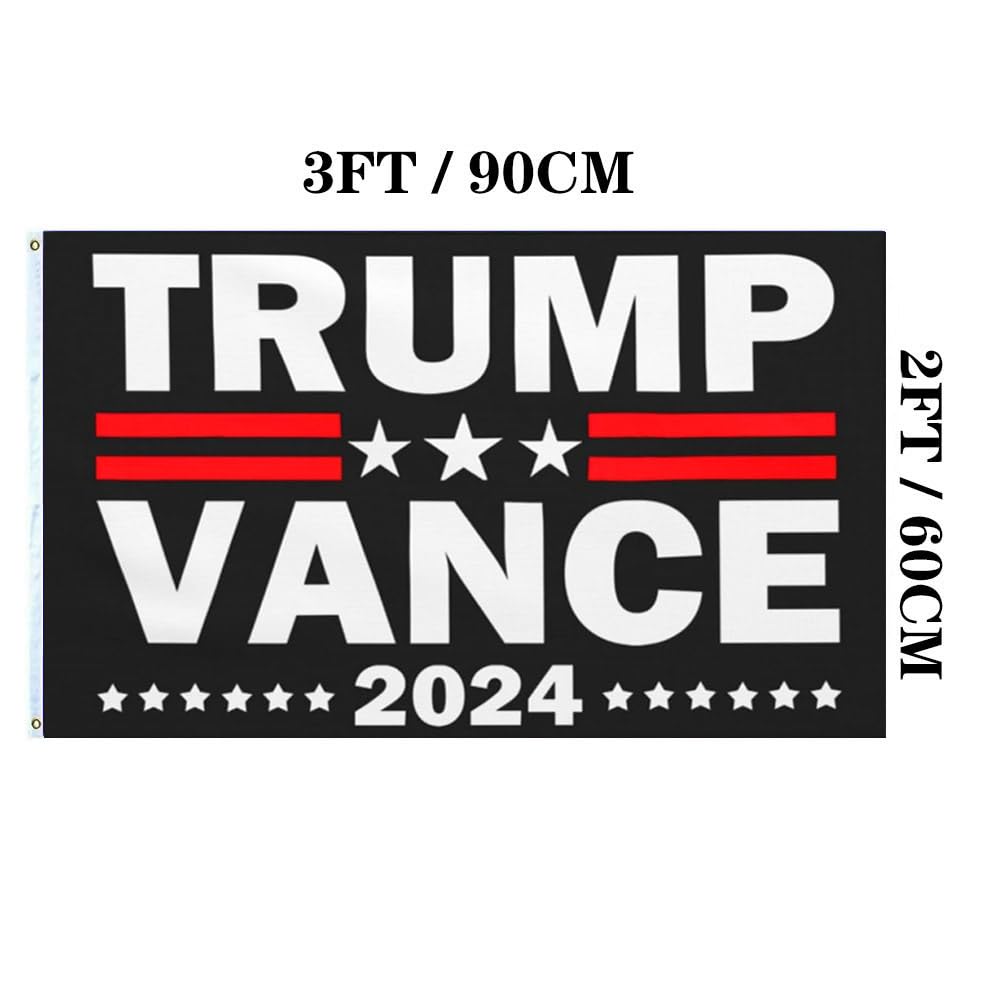 Jayus Donald Trump Vance 2024 Flag 2x3 FT for President Made in USA- Double Sided Trump 2024 Flags with 2 Brass Grommets for Outdoor Yard Lawn Banner Sign