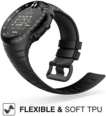 MoKo Suunto Core Watch Band, Classic Replacement Soft Wrist Band Strap with Metal Clasp for Suunto Core Smart Watch, Fits 5.51"-9.06" (140mm-230mm) Wrist, All Black
