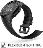MoKo Suunto Core Watch Band, Classic Replacement Soft Wrist Band Strap with Metal Clasp for Suunto Core Smart Watch, Fits 5.51"-9.06" (140mm-230mm) Wrist, All Black