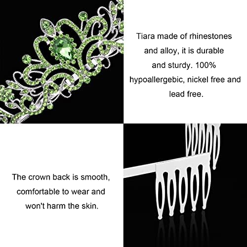 COCIDE Green Tiara and Crowns for Women Crystal Headband Princess Rhinestone with Combs Bride Hairpiece Bridal Wedding Prom Birthday Party Hair Accessories Jewelry for Women and Girls