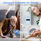 Wireless Caregiver Pager Panic SOS Call Button with Receiver for Elderly/Patient/Child, 500+ ft Range Attention Pager Alarm Nurse Calling Alert Patient Help Button for Home/Personal