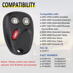 Keyless Entry Remote Key Fob Compatible with Chevy Tahoe Suburban Silverado Avalanche, GMC Sierra Yukon, Cadillac Escalade, Hummer H2 2003 2004 2005 2006, Replacement for LHJ011 (Pack of 2)