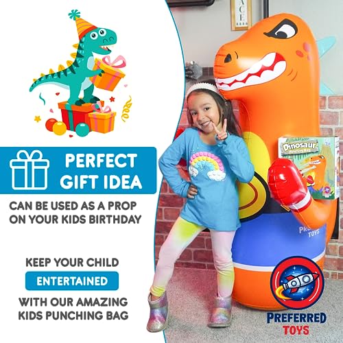 PREFERRED TOYS Bop Bag Inflatable Punching Dinosaur for Kids - Instant Bounce Back Movement and 47" Height