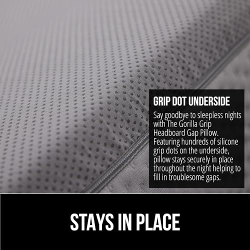 GORILLA GRIP Patent Pending King Bed Wedge Pillow Headboard Gap Filler, Comfortable and Supportive High Density Foam Angled Pillows, Stay in Place Gripping Dots, Wedges Between Mattress, Soft Gray