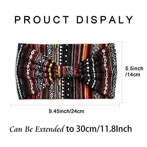 Boho Headbands For Women Fashion Stretch Wide Hair Bands Knoted Turban Head Bands Yoga Running Sweatband Elastic Headband Stylish Wrap Headbands Hair Accessories for Teen Girls 4 Pack