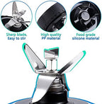 Blender Replacement Parts Compatible with Nutri Ninja, 5 Fins Extractor Blade, 2×16oz Cups with To-Go Lids, 3×Rubber Gasket Accessories for Ninja QB3000/QB3000SSW/QB3004/QB3005/QB3001