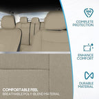 BDK PolyPro Car Seat Covers Full Set in Solid Beige, Front and Rear Split Bench Seat Covers for Cars, Easy to Install Car Seat Cover Set, Car Accessories for Auto Trucks Van SUV - Solid Beige