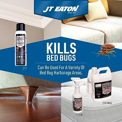 JT Eaton 217P Kills Bed Bugs Plus Aerosol Insecticide Spray, Water-Based Formula with Up to 12 Weeks of Protection for Bedbugs, Dust Mites, Ants, and Roaches
