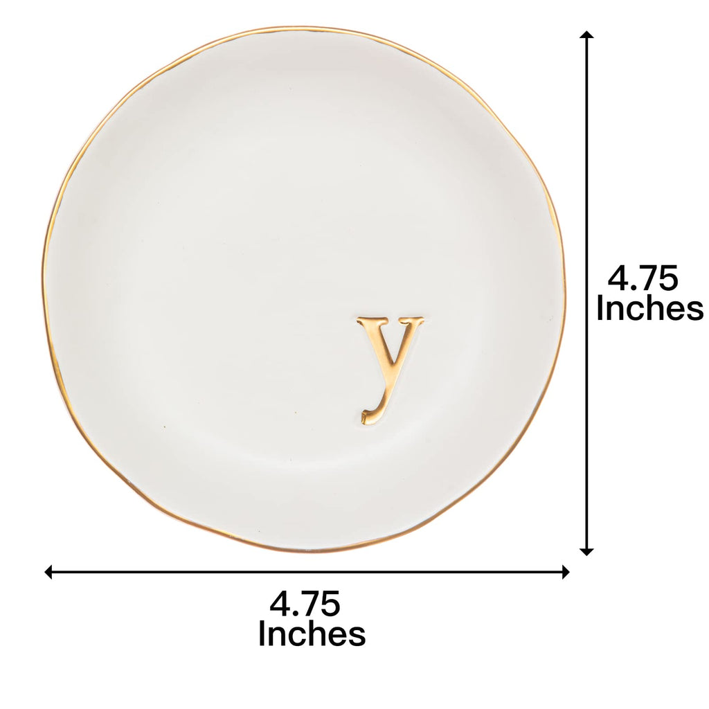 COLLECTIVE HOME - Ceramic Jewelry Tray, Decorative Trinket Dish for Rings Earrings Necklaces Bracelet Watch Keys, Birthday Mother's Day for Women, 4.75", White Surface (Y)