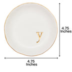 COLLECTIVE HOME - Ceramic Jewelry Tray, Decorative Trinket Dish for Rings Earrings Necklaces Bracelet Watch Keys, Birthday Mother's Day for Women, 4.75", White Surface (Y)