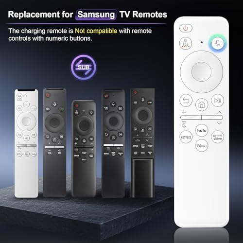 Voice Recharageable Remote for Samsung-Smart-TV-Remote-Control, Replacement Compatible for Samsung Frame QLED Crystal UHD Solar Smart TVs