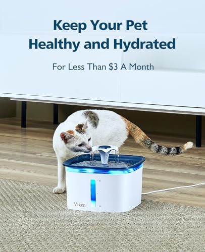 Veken Cat Water Fountain Filter, Classic 4 Pack Replacement Filters & 4 Pack Replacement Pre-Filter Sponges for 67oz, 95oz, 135oz Automatic Pet Fountain Dog Water Dispenser