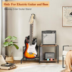 Bikoney Guitar Stand,3 Electric Bass Guitar Stand Floor with Guitar Amp Stand,Guitar Rack for Multiple Guitars and Guitar Accessories, Adjustable Guitar Holder, Guitar Display for Music Studio Home