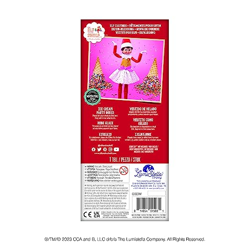 The Elf on the Shelf Claus Couture Ice Cream Party Dress For Your Scout Elf - Includes Ice Cream Cone inspired dress with bodice